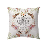 He shall cover you with his feathers Psalm 91:4 Bible verse pillow