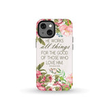 He works all things for good Romans 8:28 Bible verse phone case iPhone 13 Mini / Tough
