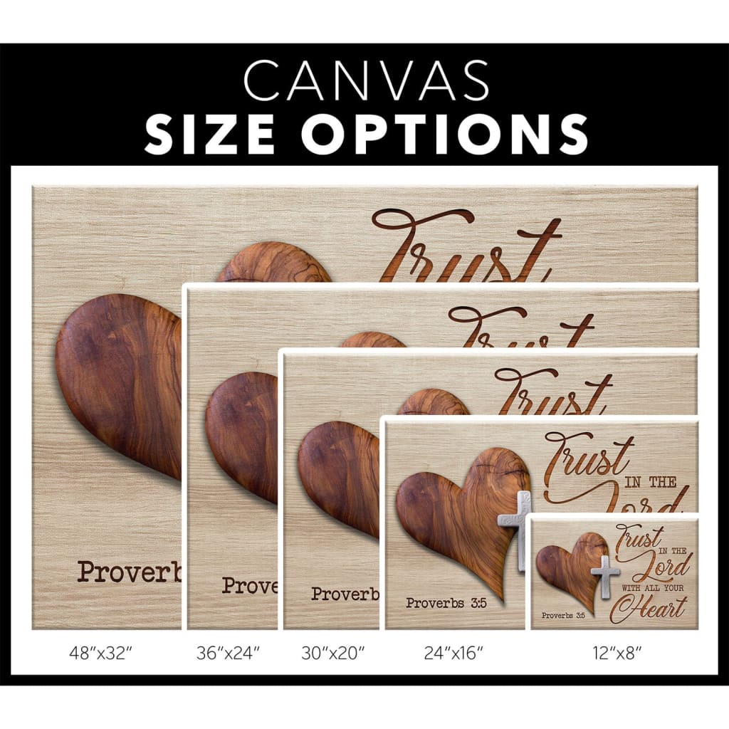 Heart cross Trust in the Lord with all your heart Proverbs 3:5 wall art canvas size options