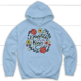 hoodie Daughter of the king flowers Light Blue / S