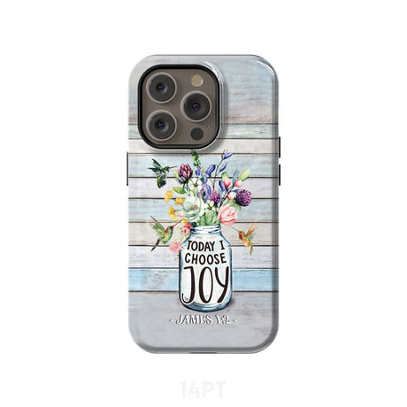Hummingbird flowers Today I choose joy phone case iPhone 14 Pro / Tough