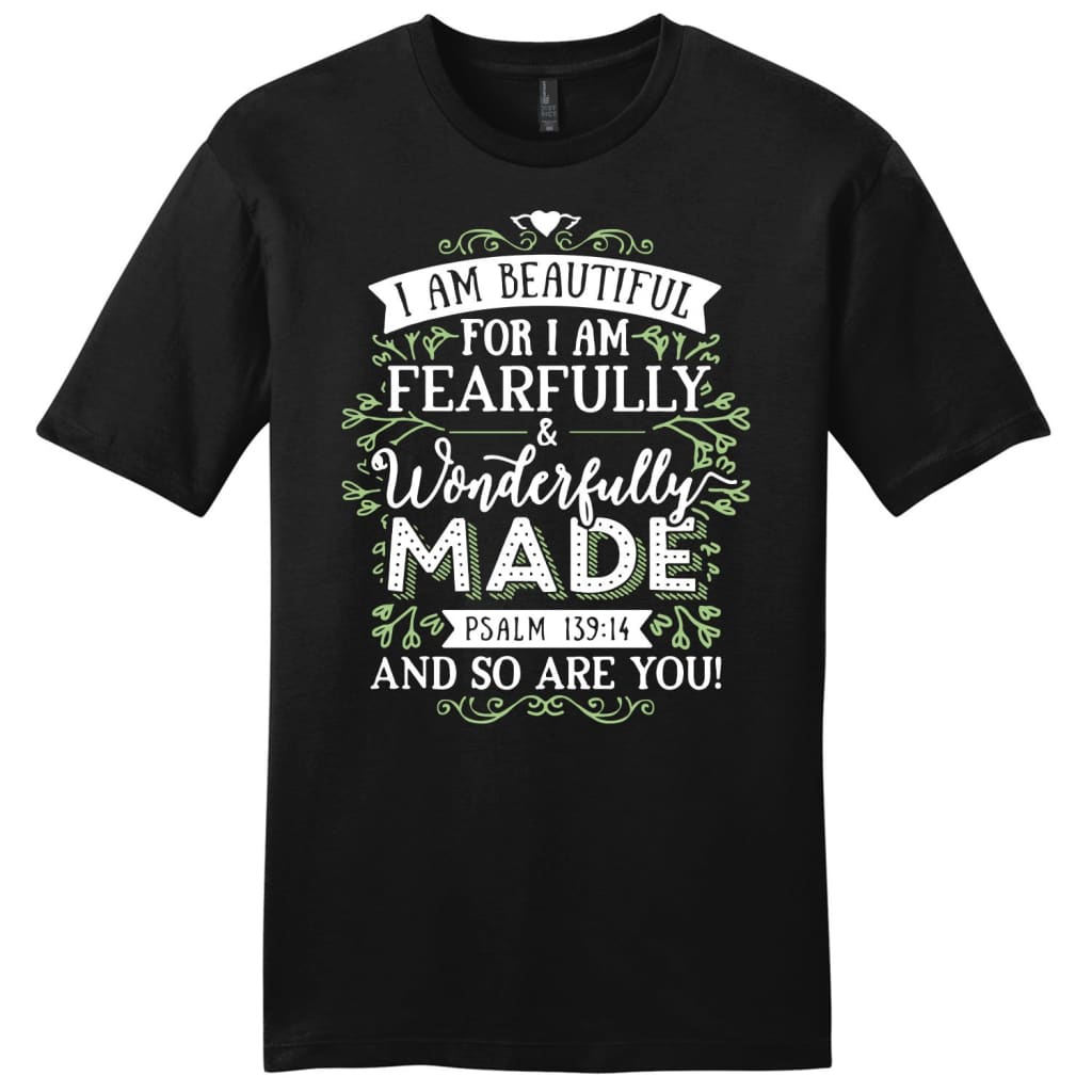 I am fearfully and wonderfully made mens Christian t-shirt Black / S