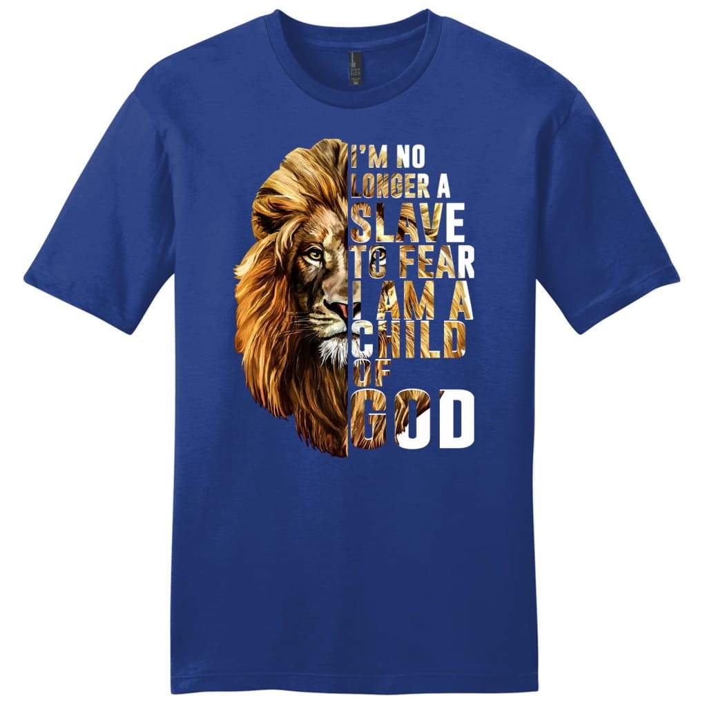 I am no longer a slave to fear mens Christian t-shirt, Jesus Lion ...