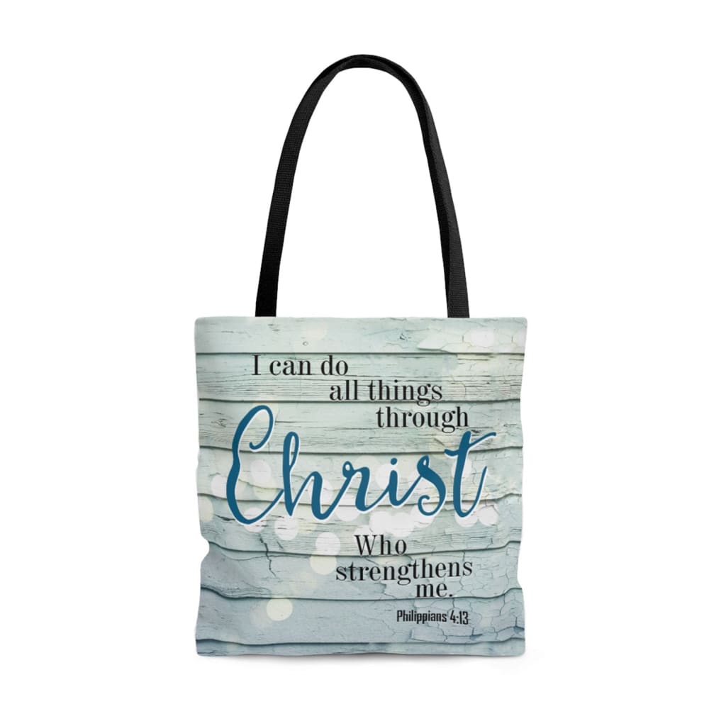 I can do all things through Christ Bible verse tote bag 13 x 13