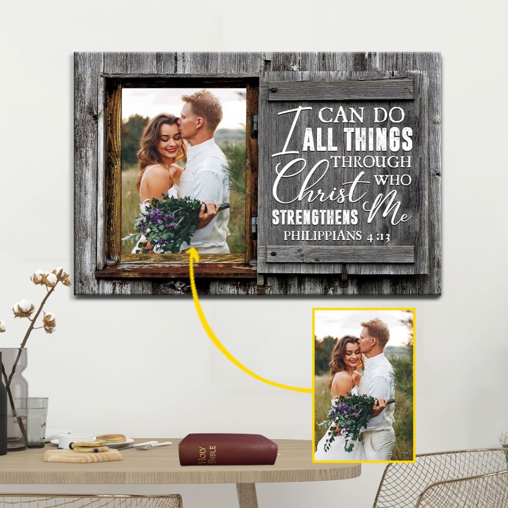 I can do all things through Christ personalized photo canvas print Christian wall decor