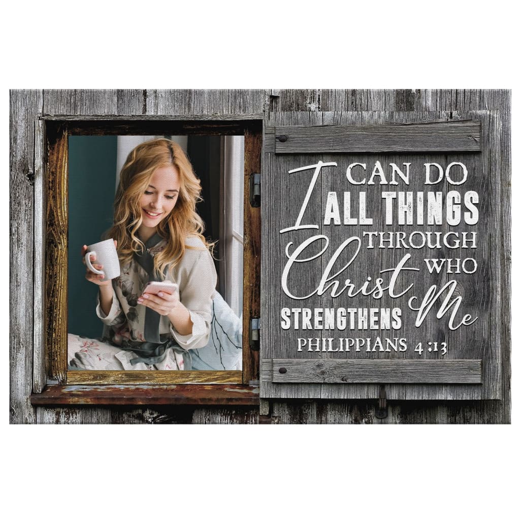 I can do all things through Christ personalized photo canvas print Christian wall decor