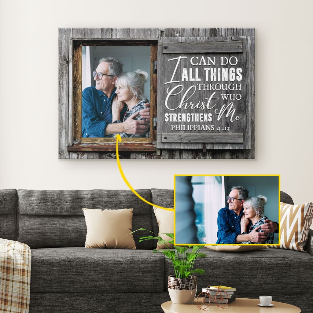 I can do all things through Christ personalized photo canvas print Christian wall decor