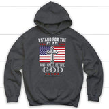 I stand for the flag and I kneel before God American flag Christian hoodie Dark Heather / S