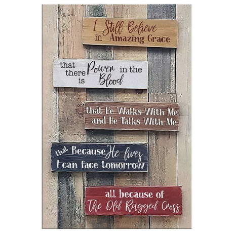Faith-based wall art with "I Still Believe in Amazing Grace" message, great religious decor for Christian homes.