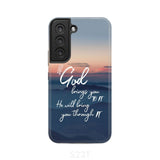 If God brings you to it he will bring through phone case Christian cases Samsung Galaxy S22 / Tough