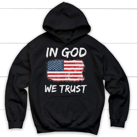 In God we trust American flag Christian hoodie Black / S