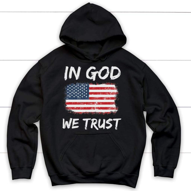 In God we trust American flag Christian hoodie Black / S
