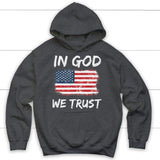 In God we trust American flag Christian hoodie Dark Heather / S