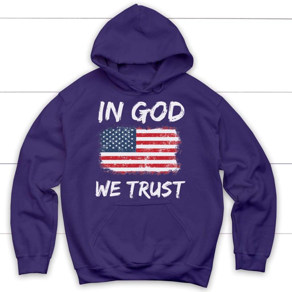 In God we trust American flag Christian hoodie Purple / S