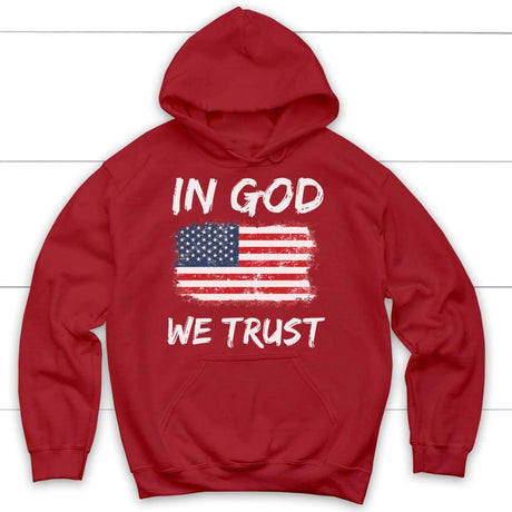 In God we trust American flag Christian hoodie Red / S