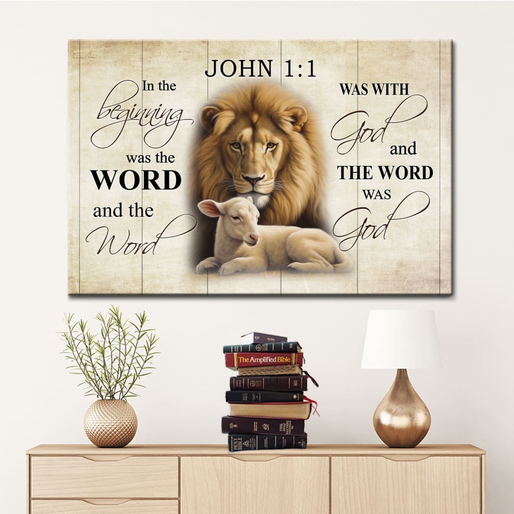 In the beginning was the Word John 1:1 Bible verse canvas wall art