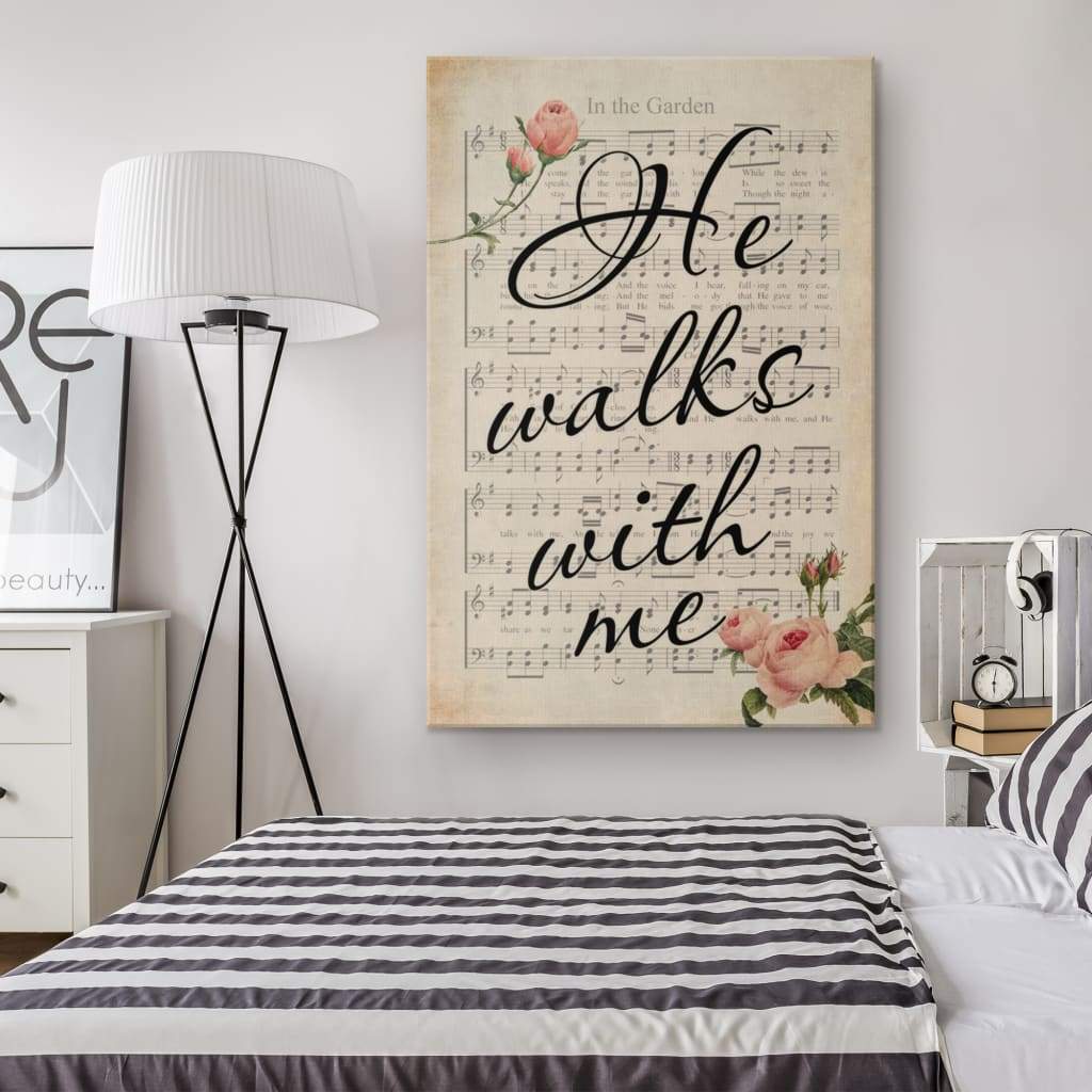 In the Garden Hymn, He Walks With Me Christian Song Wall Art Canvas