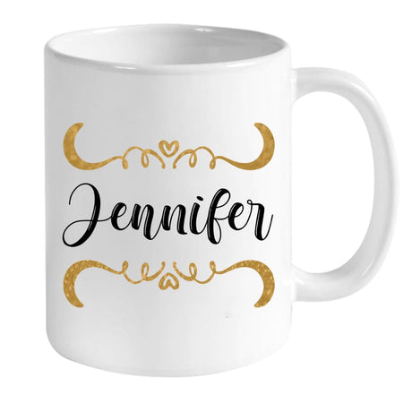 Faith-inspired mug featuring "In the Morning When I Rise Give Me Jesus" and personalized name, great for religious gifts.