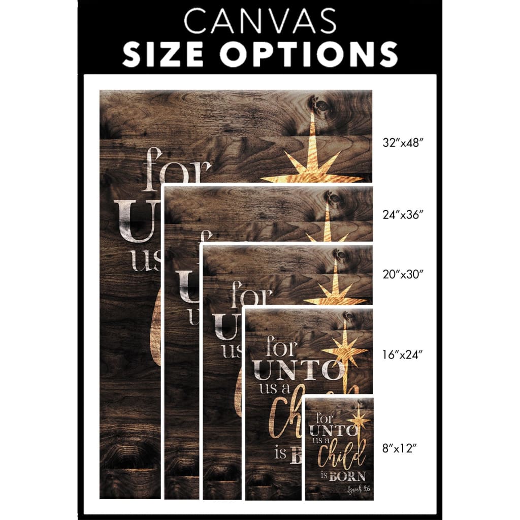 Isaiah 9:6 For unto us a Child is born Christmas wall art canvas