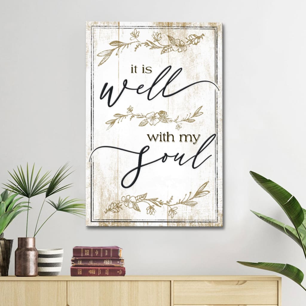 It is well with my soul canvas print Christian hymn lyrics wall art canvas Brown / 8 x 12