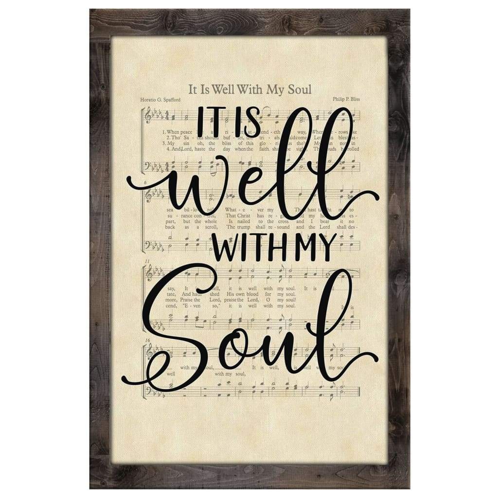 "It Is Well With My Soul" hymn sheet music canvas, Christian decor and gift idea.