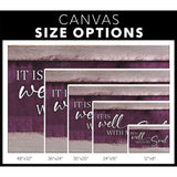 Elegant wall art canvas featuring "It Is Well With My Soul," great for personal inspiration or as a thoughtful Christian gift.