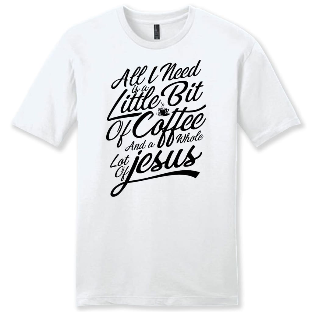 Jesus and Coffee mens Christian t-shirt White / S