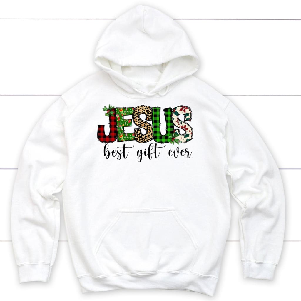 Jesus best gift ever Buffalo plaid leopard hoodie White / S