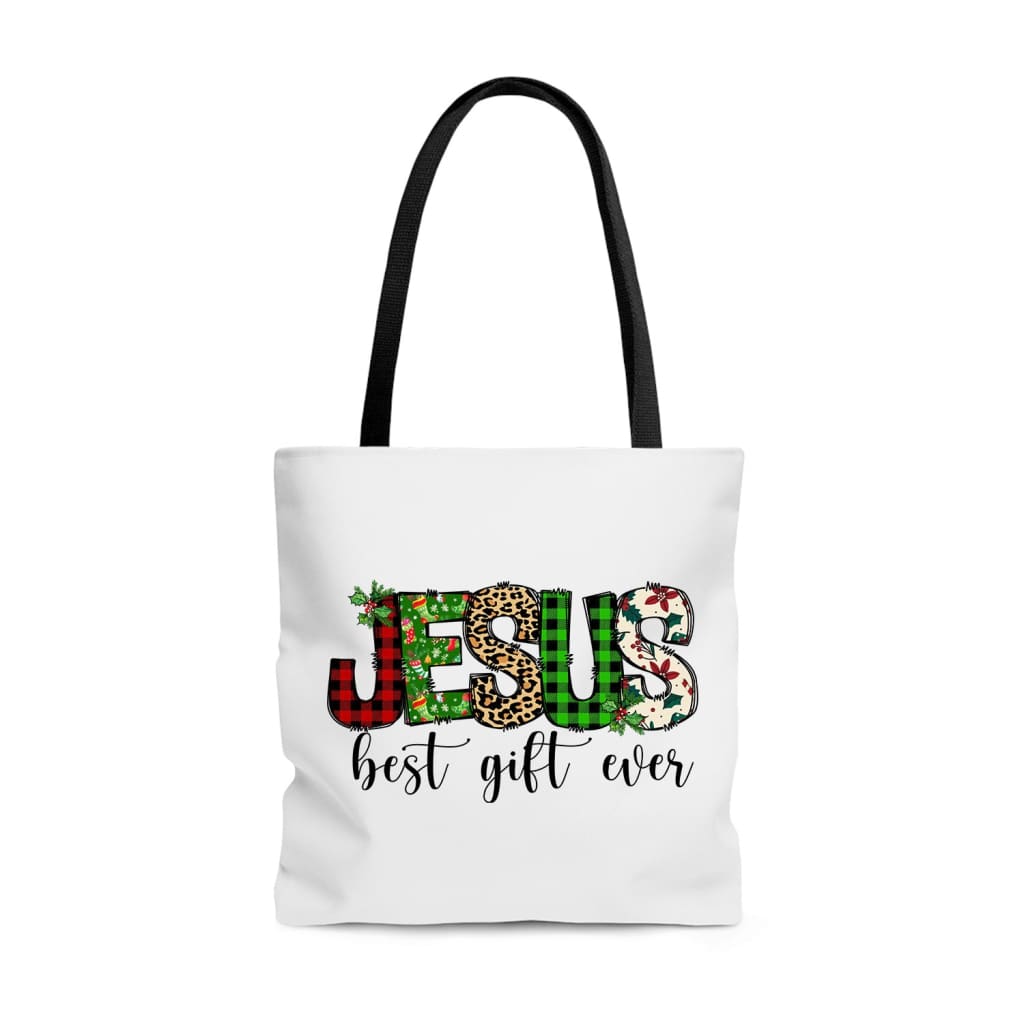 Jesus best gift ever Buffalo plaid leopard tote bag 13 x 13