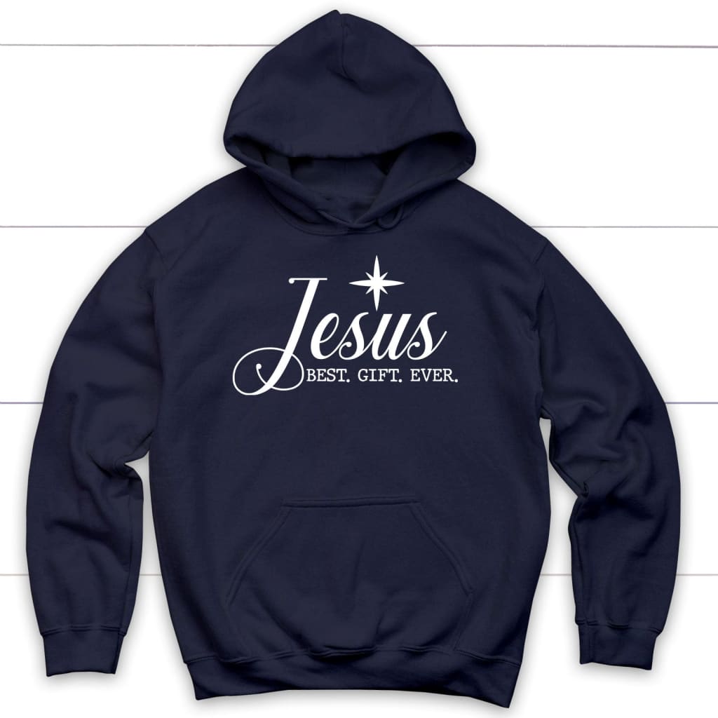 Jesus best gift ever Christian Christmas hoodie Navy / S