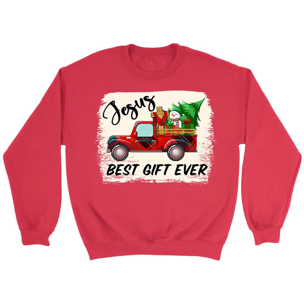 Christian Christmas Sweatshirts, Jesus Best Gift Ever Red Truck