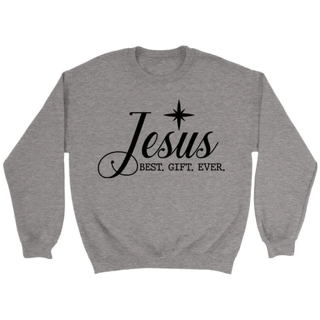 Jesus best gift ever Christian Christmas sweatshirt Sport Grey / S