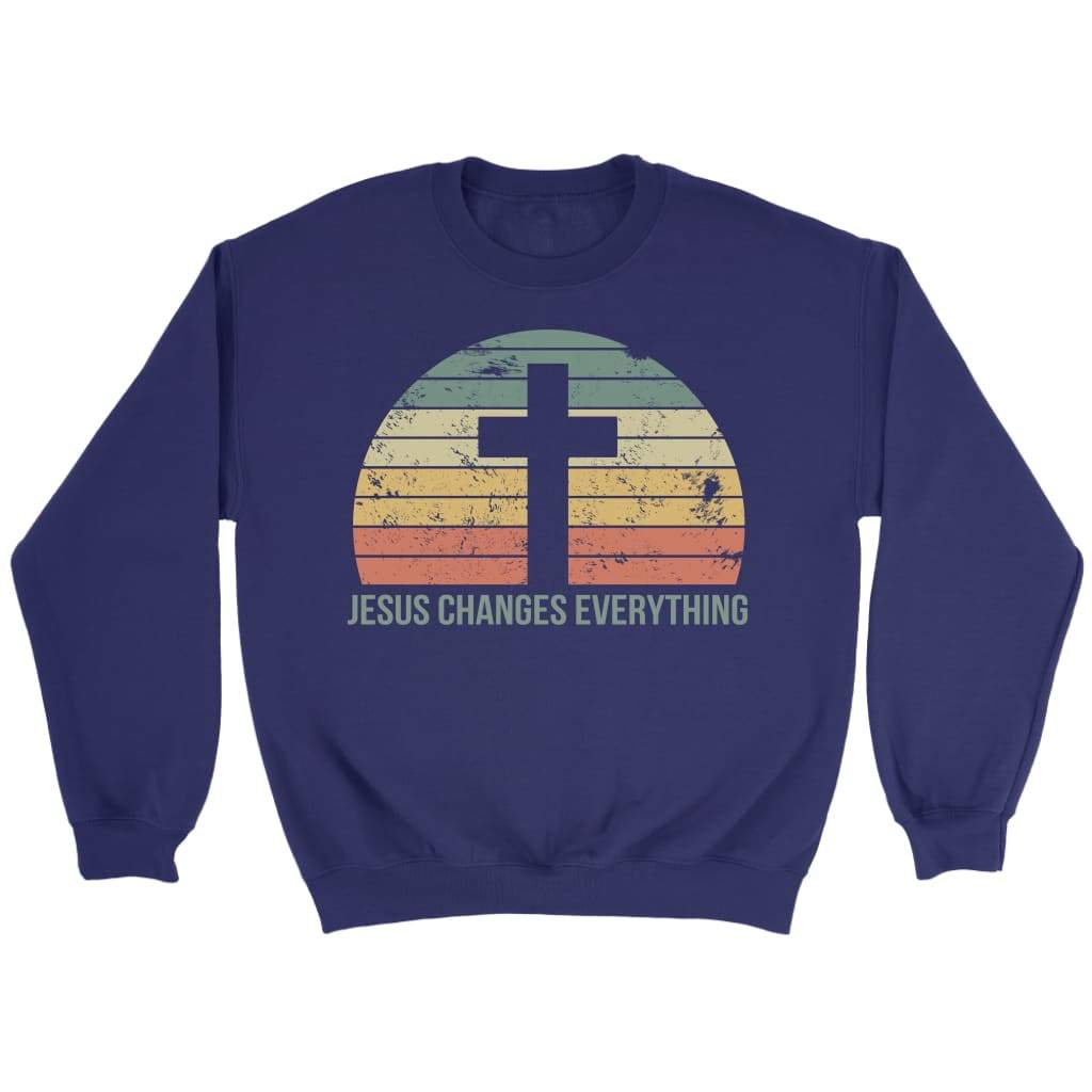 Jesus Changes Everything Christian sweatshirt Purple / S