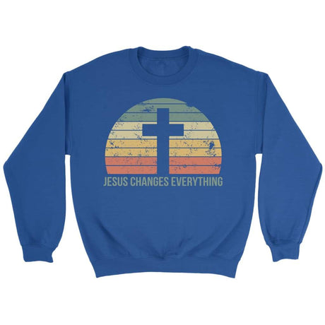 Jesus Changes Everything Christian sweatshirt Royal / S