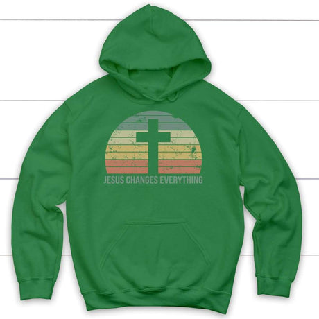 Jesus Changes Everything Vintage Christian hoodie Irish Green / S