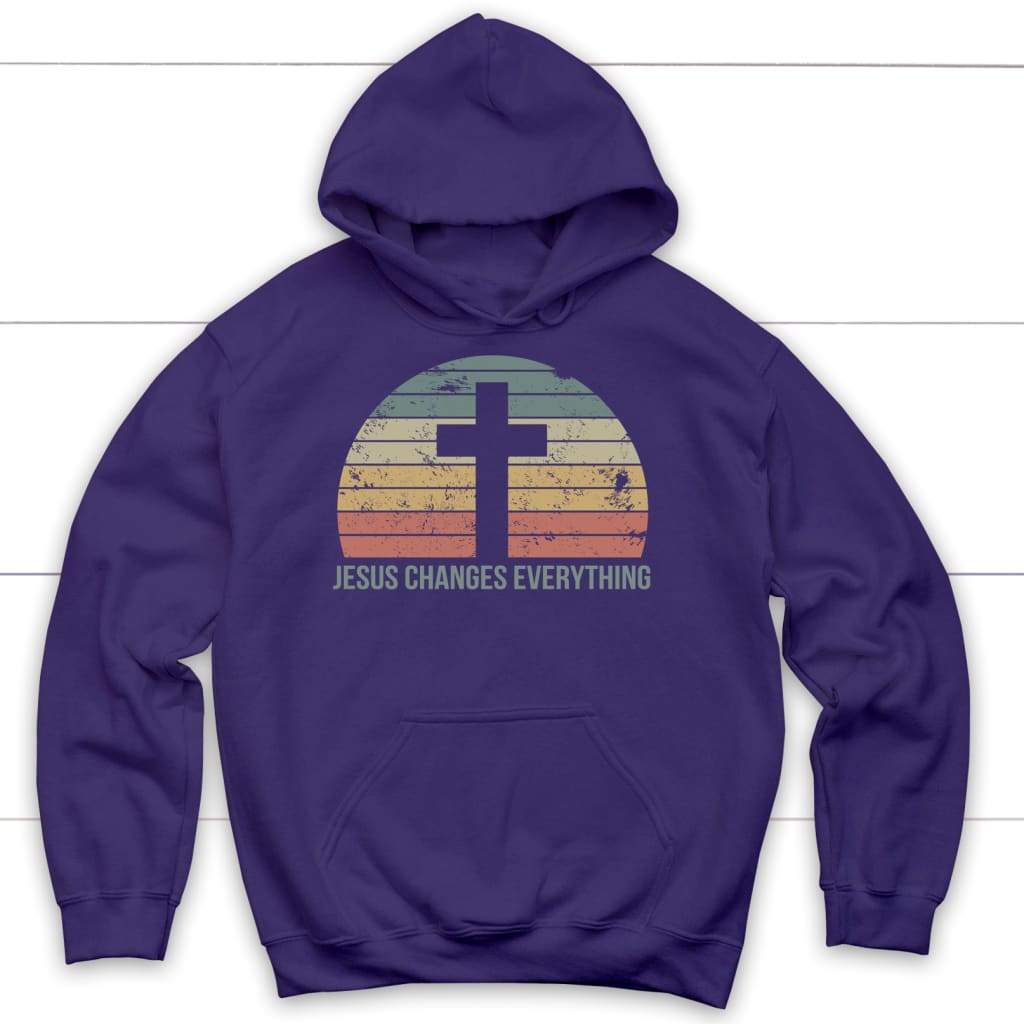 Jesus Changes Everything Vintage Christian hoodie Purple / S