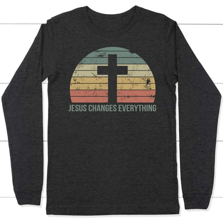 Jesus Changes Everything Vintage long sleeve shirt Dark Grey Heather / S