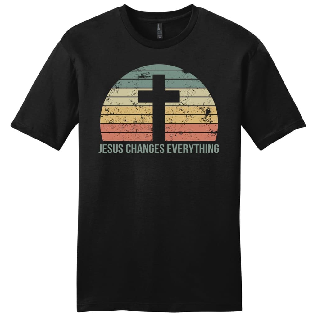Jesus Changes Everything Vintage mens Christian t-shirt Black / S