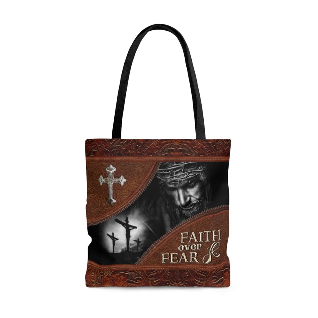 Jesus Faith over fear tote bag Christian tote bag 13 x 13