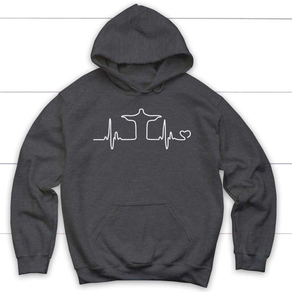 Jesus heartbeat Christian hoodie | Jesus hoodies Dark Heather / S