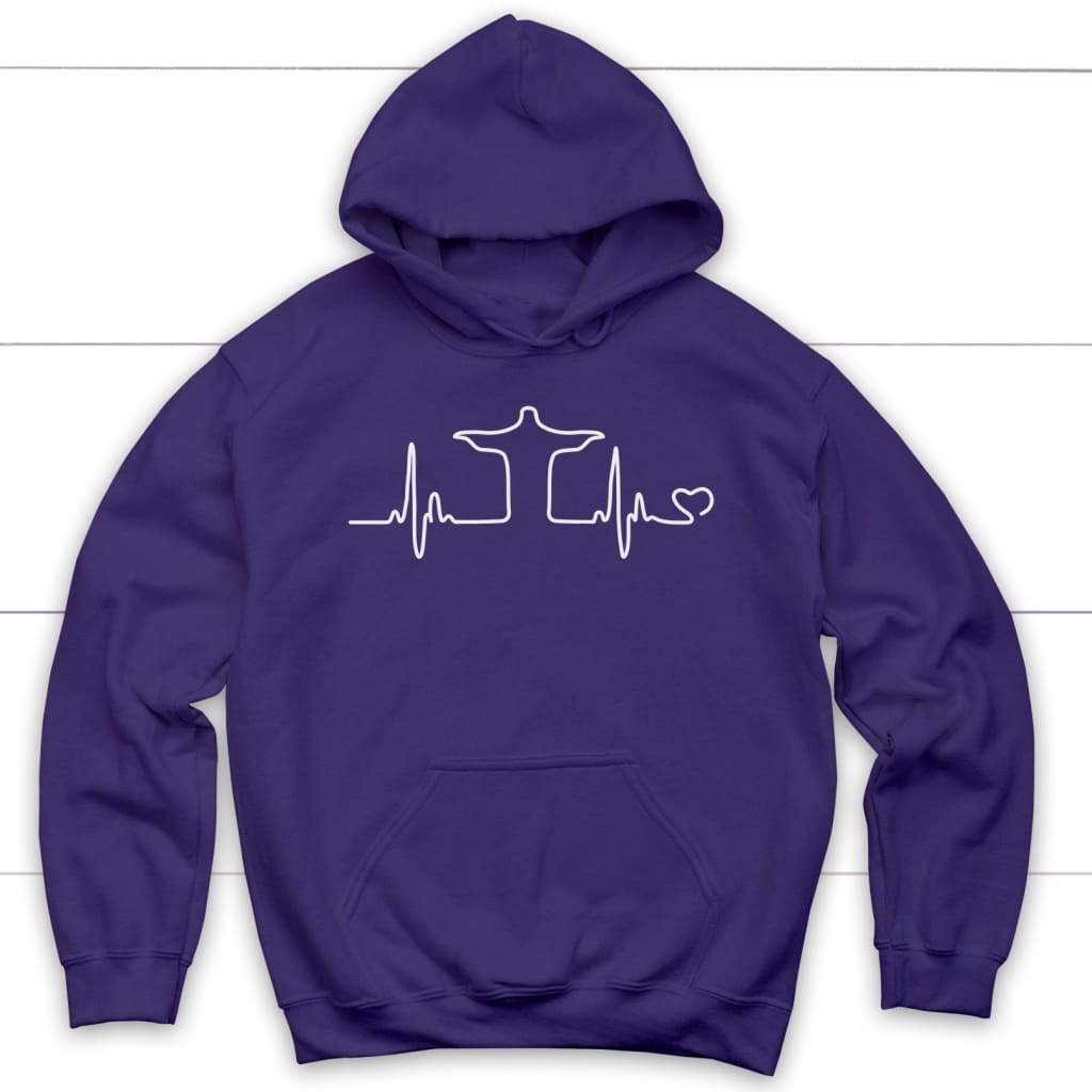 Jesus heartbeat Christian hoodie | Jesus hoodies Purple / S