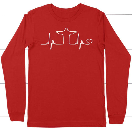 Jesus heartbeat long sleeve t-shirt | Christian apparel Red / S