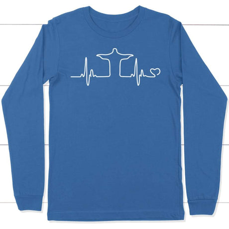 Jesus heartbeat long sleeve t-shirt | Christian apparel True Royal / S