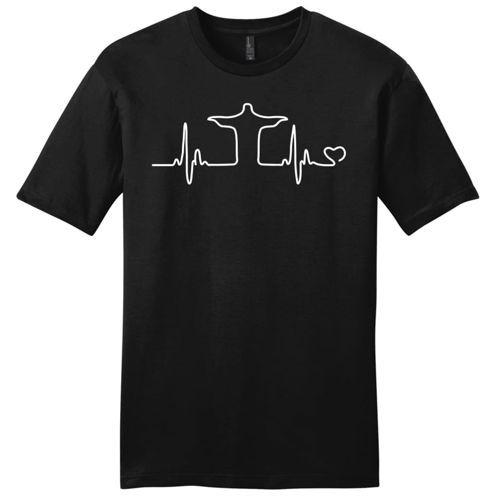 Jesus heartbeat mens Christian t-shirt Black / S