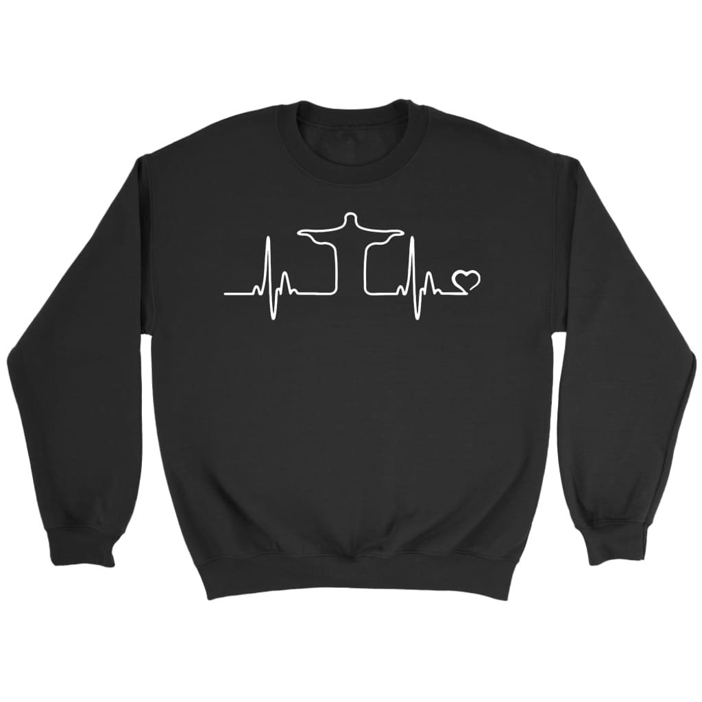 Jesus heartbeat sweatshirt | christian sweatshirt Black / S