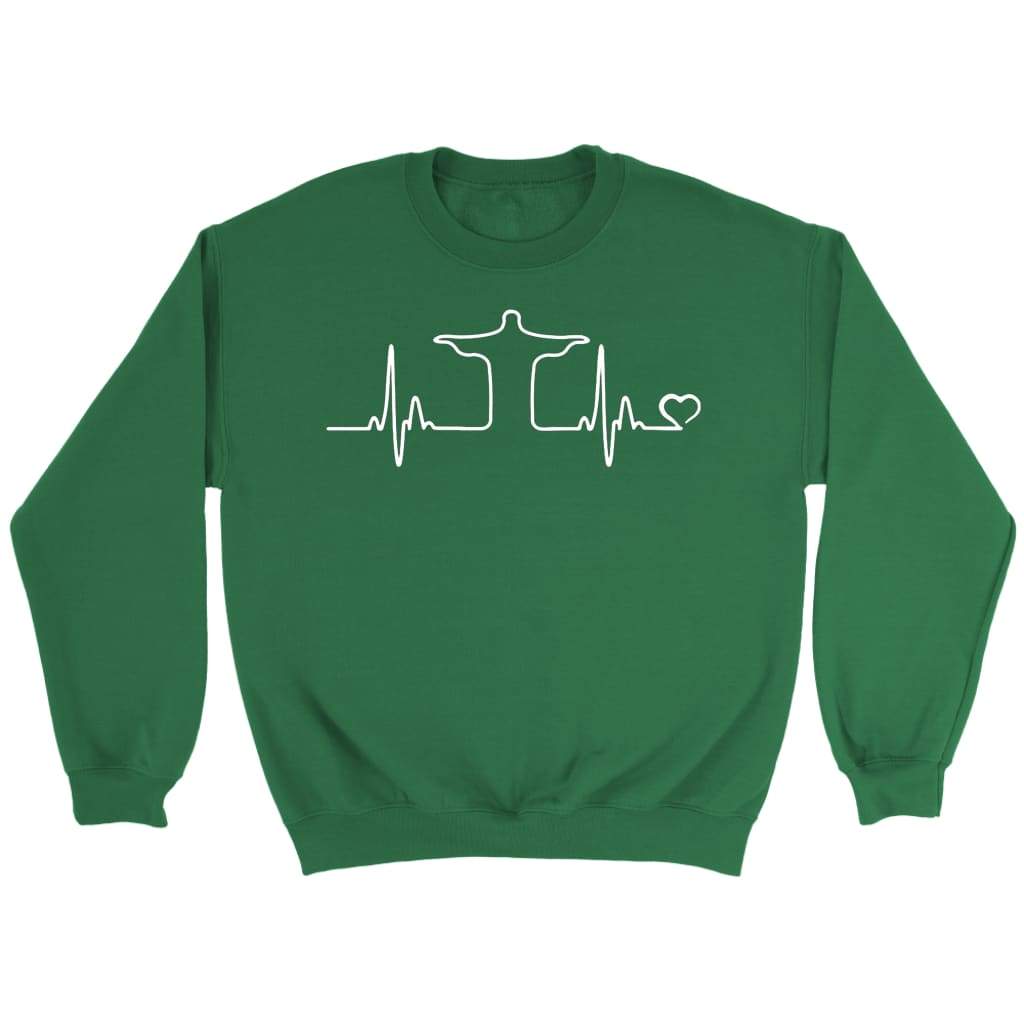 Jesus heartbeat sweatshirt | christian sweatshirt Irish Green / S