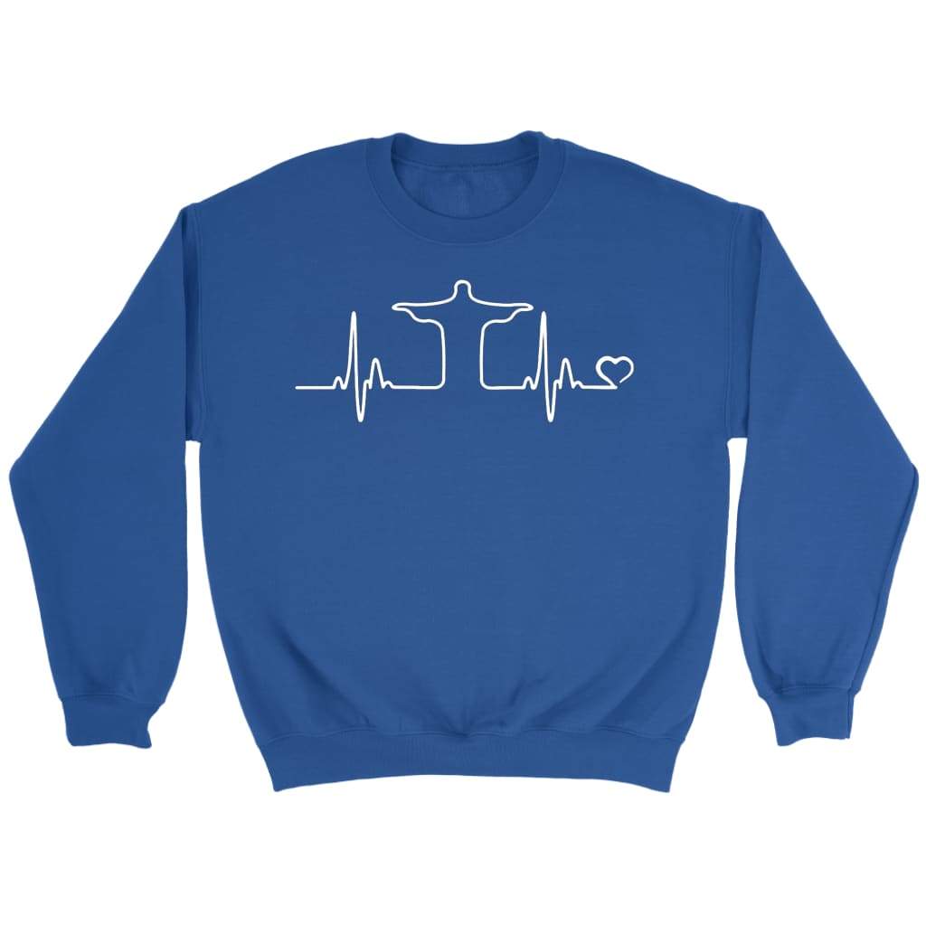 Jesus heartbeat sweatshirt | christian sweatshirt Royal / S