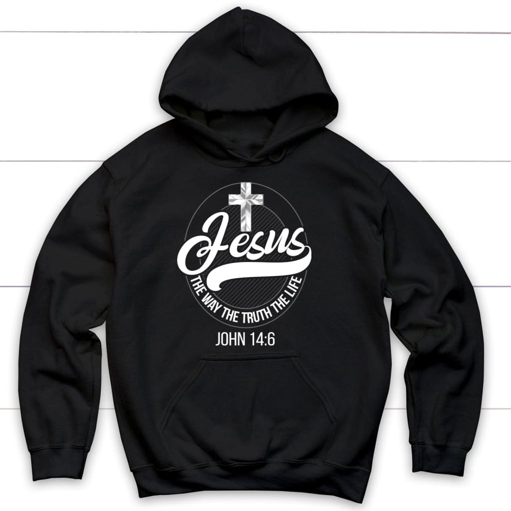 Jesus hoodie: Jesus the way the truth the life Christian hoodie Black / S