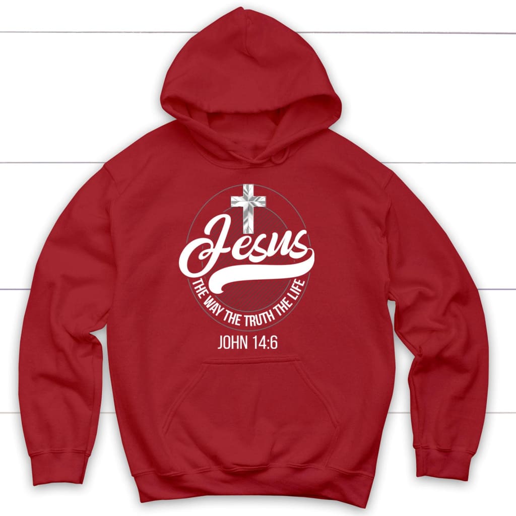 Jesus hoodie: Jesus the way the truth the life Christian hoodie Red / S