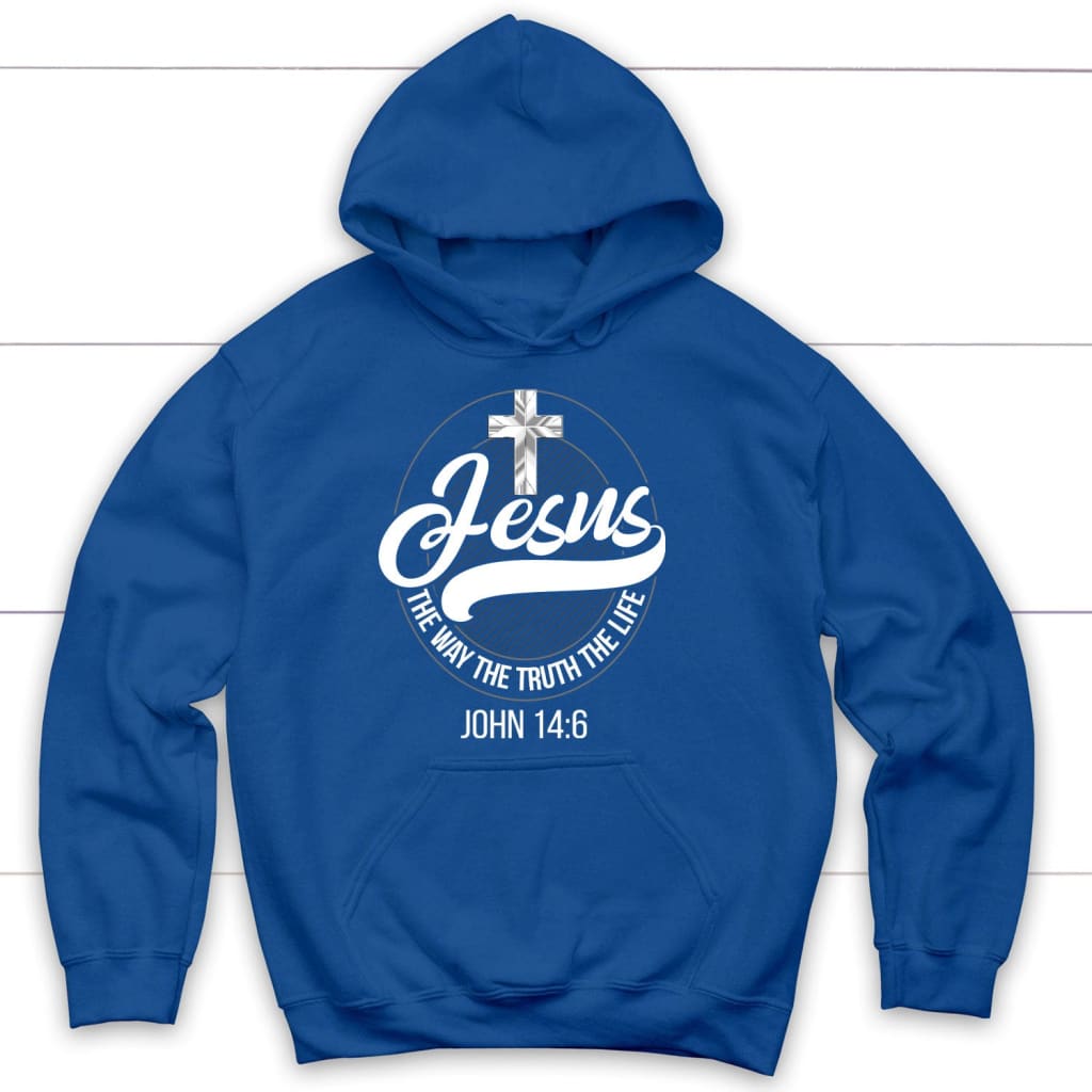 Jesus hoodie: Jesus the way the truth the life Christian hoodie Royal Blue / S